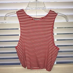 Zara Red & White Striped Crop Tank